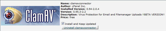 cPanel plugin clamav